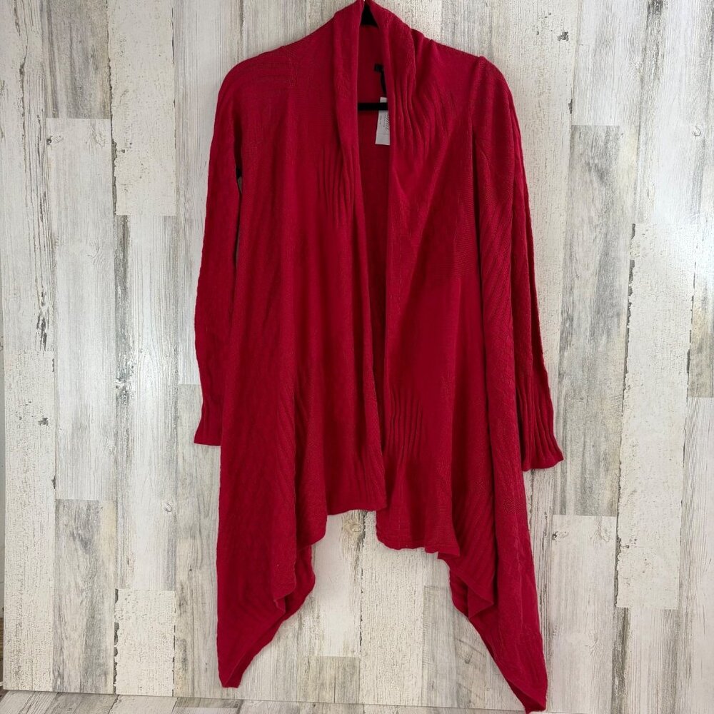 NWT Soma Sz XS Red 10 Way Wrap Open Front Cardigan Sweater Textured Womens